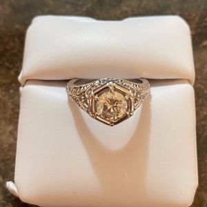 Moissanite Fire 1.00CT Round Platineve Ring Size 6